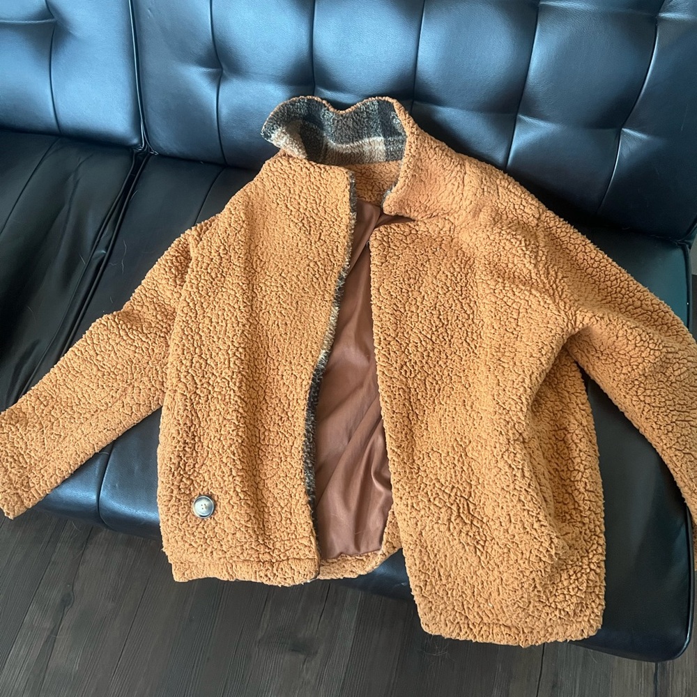 brown orangee flannel jacket